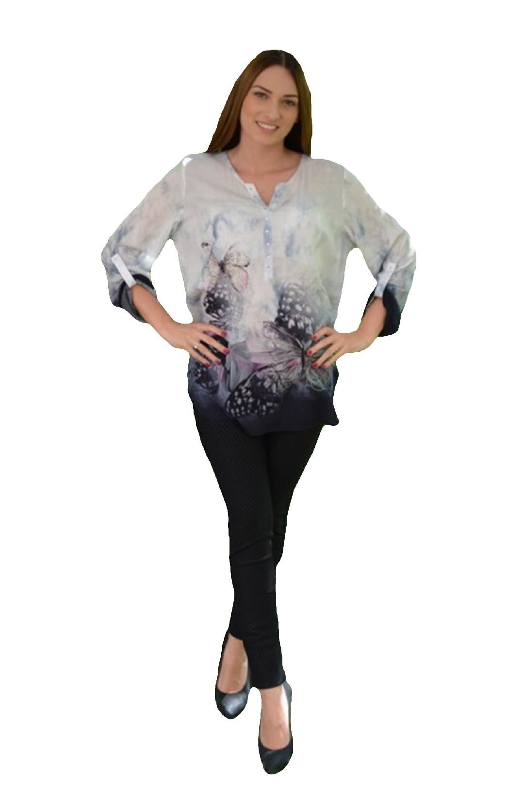 Bluza chic cu aspect asimetric si imprimeu deosebit,masura mare,D&J Exclusive, Multicolor