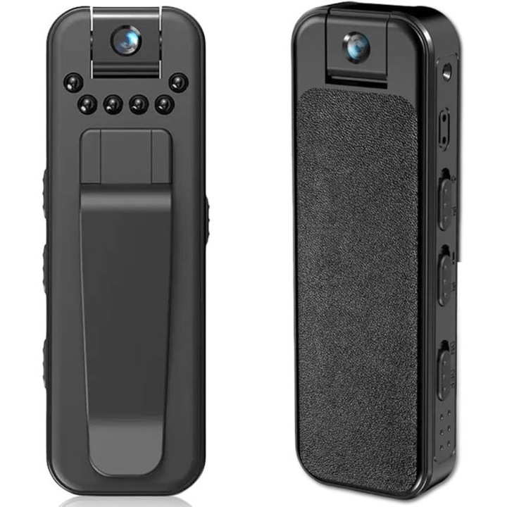 Мини преносима камера GMK0375-260724-21, въртящ се обектив на 180°, детекция на движение, IR нощно виждане, съхранение до 128 GB, автономност до 7 часа, черна