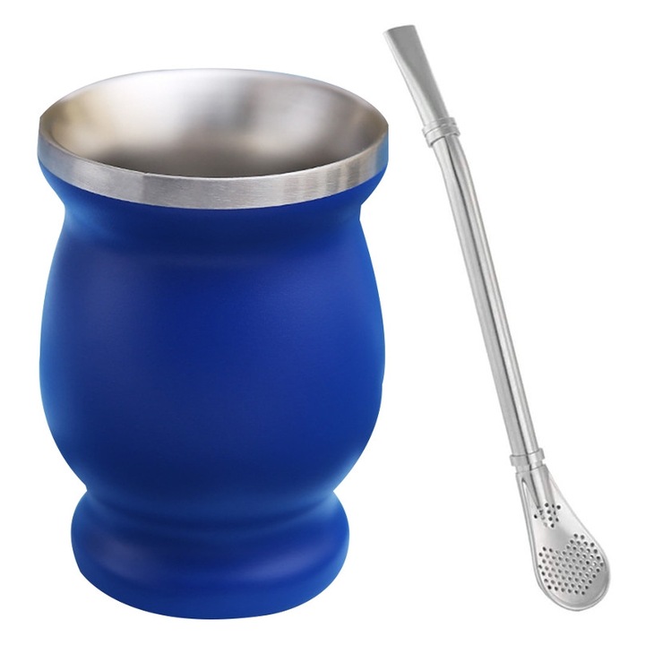 Set ceai mate ZYBLSSBB, inox, albastru inchis, 230ml
