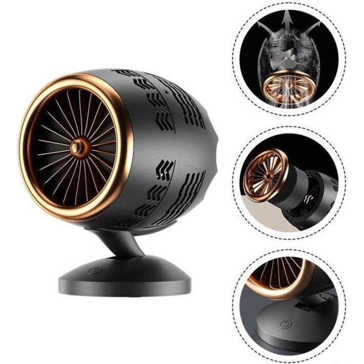 Мини преносима печка K0443-emagCJ-14707, USB, регулируема по височина стойка, подвижен филтър, черно/златисто
