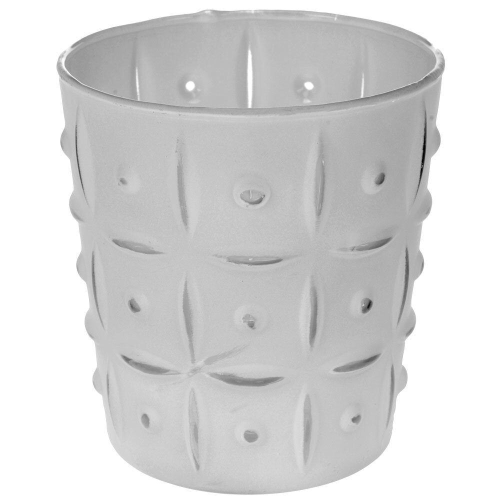 Suport lumanari tip pahar decorativ Emako, Sticla, Alb