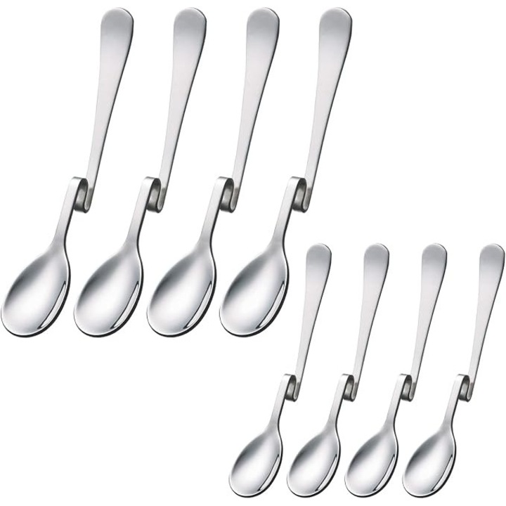 Set 8 linguri inox, curbat, lungimi diferite, argintiu
