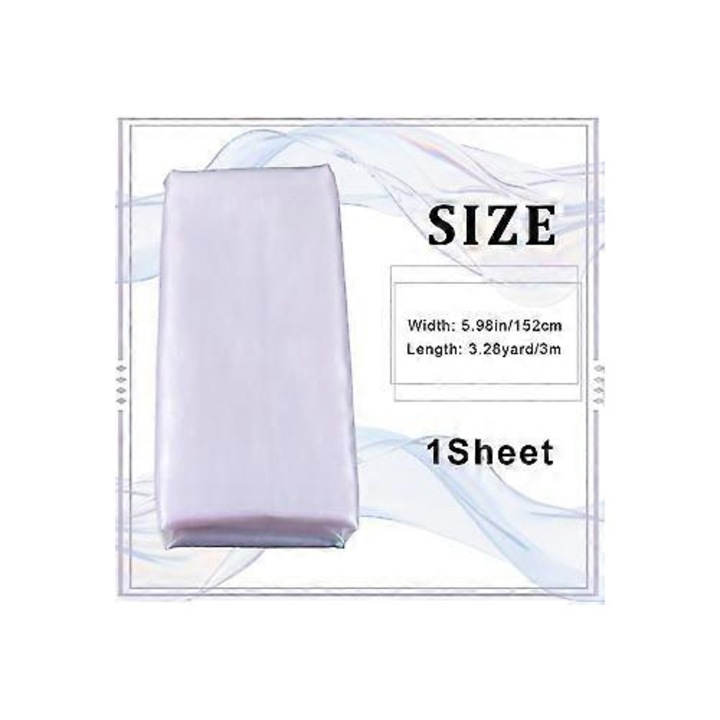 Organza irizata gradient laser, 3mx152cm, fehér, puha textil anyag