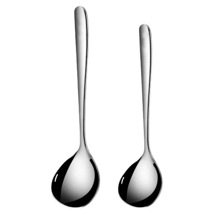 Set 2 linguri supa inox, maner lung, 20x5.7cm si 17x5.7cm, argintiu