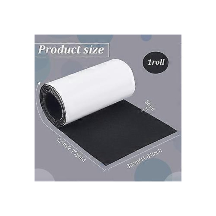 Öntapadós filc tekercs 2.5mx30cmx0.5cm sötétszürke, textil anyag padlóvédelemhez és alkotásokhoz