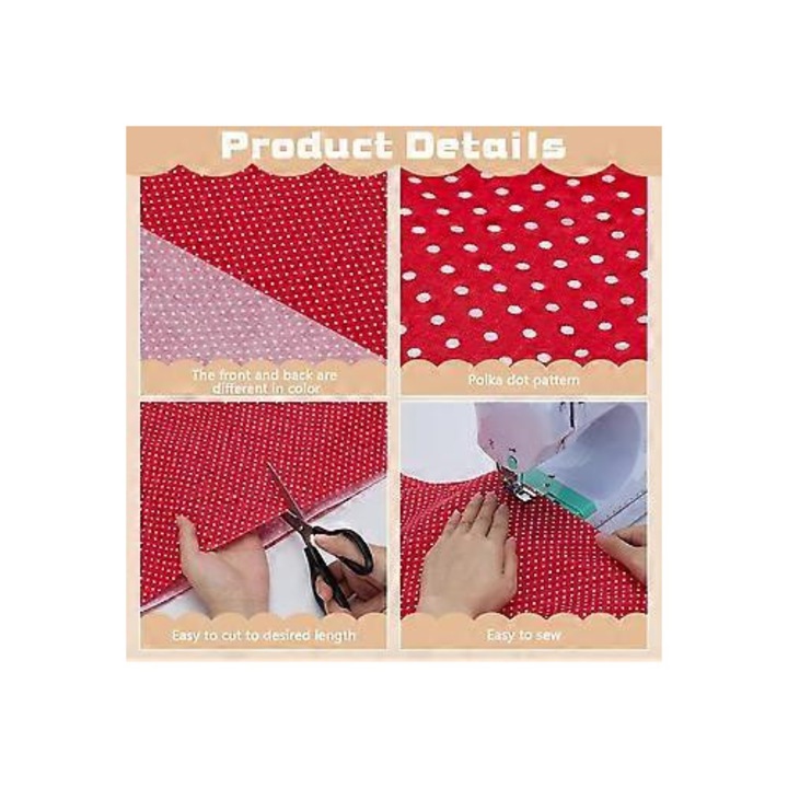 Piros pamut textil anyag apró pöttyökkel 102x158cm