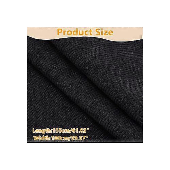 Fekete elasztikus kordbársony textil anyag 155x100cm 0.05cm vastagság