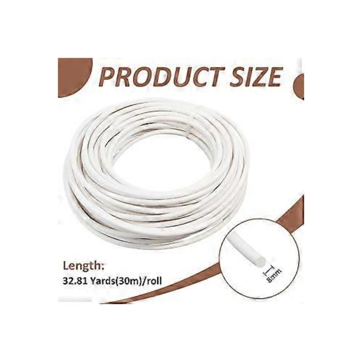 PVC zsinór varráshoz 8mm fehér 30m poliészter