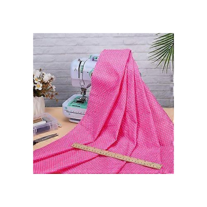 OEM pamut textil anyag, apró pöttyös, élénk rózsaszín, 102x158cm
