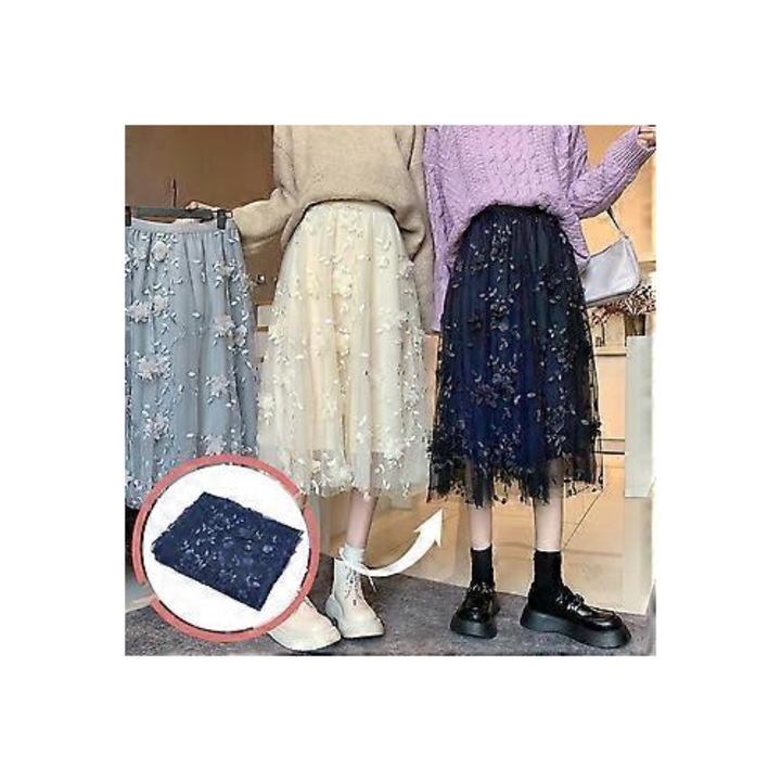 Hímzett csipke textil anyag virágokkal 2.06mx1.5-1.64m fehér
