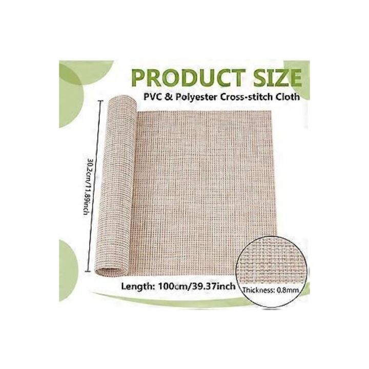 Hímzőanyag, 39.4x11.9inch, sárgásbarna, PVC poliészter, nagy lyukak