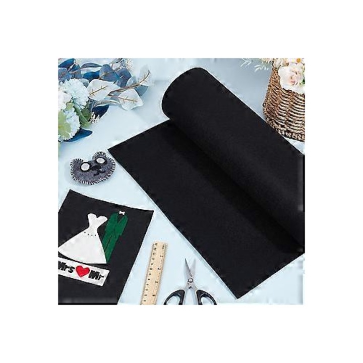 Fekete filc textil anyag 3x0.4m 2mm vastagság DIY alkotásokhoz