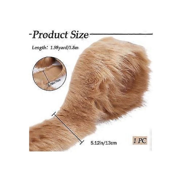 Khaki műszőrme textil anyag 70mm széles 1.8m hosszú