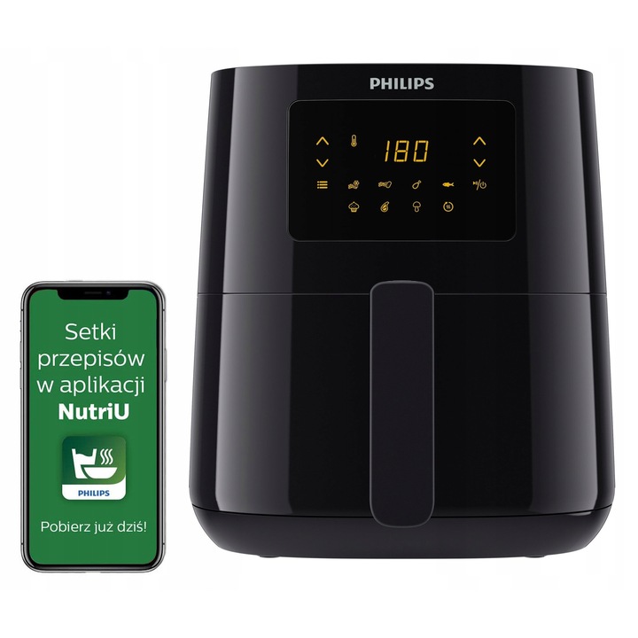 Friteuza fara ulei Philips Airfryer Seria 3000, 1400W, negru, 34x34x36cm