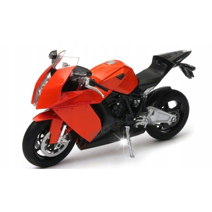 Welly KTM 1190 RC8 motorkerékpár modell, narancs-fekete, 1:10, fém-műanyag