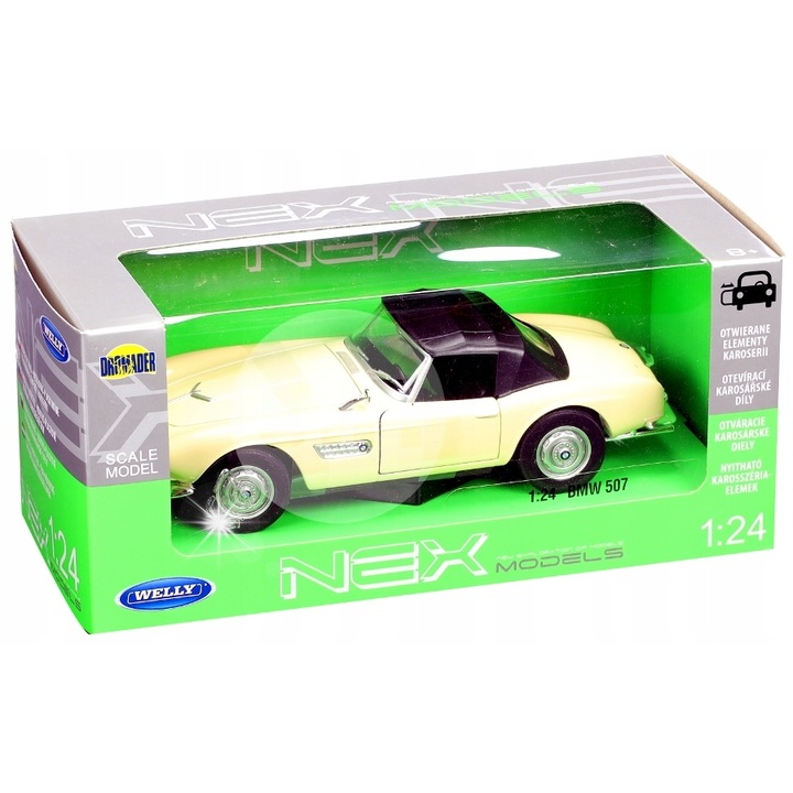 BMW 507 Welly fém modell, piros 1:24 nyitható