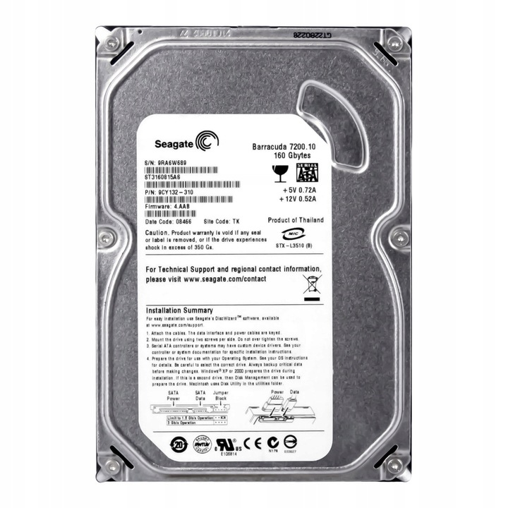 Merevlemez Seagate Barracuda 7200.10 160GB 7200rpm 8MB SATA II 3.5"