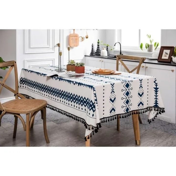 Téglalap alakú asztalterítő 140x180cm pamut keverék bézs vízálló foltálló
