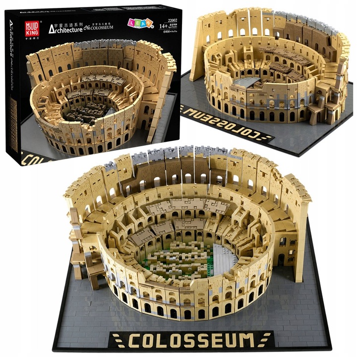 Set constructie Koloseum Roman 6466 piese bej-gri 64x51x22cm Lean Toys
