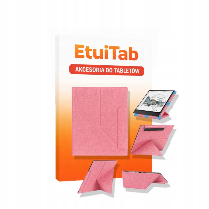 Husa tableta EtuiTab Onyx Boox Go 10.3", transparenta, roz, cu suport stylus