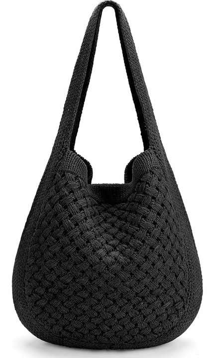 Geanta crosetata dama, negru, 30x40cm, usoara, rezistenta