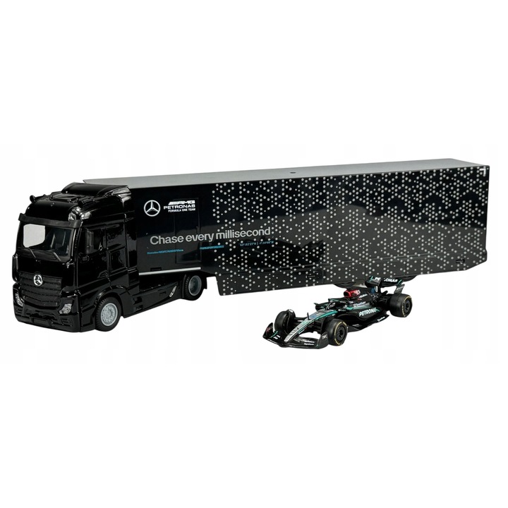 Bburago Mercedes Actros Gigaspace és F1 W15 George Russell kisautó 1:43