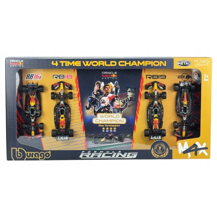 Bburago F1 Oracle Red Bull Racing piros 1:43, 4 db-os kisautó szett