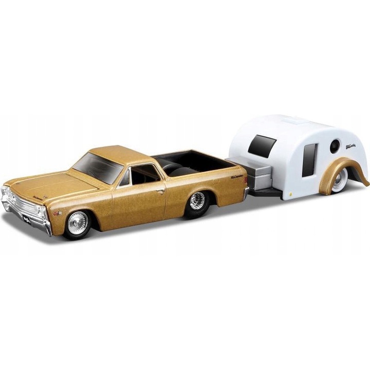 Maisto 1967 Chevrolet El Camino autó és utánfutó szett, 1:64 méretarányú, fém, 7.5x5cm