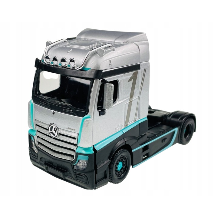 Modell fém teherautó Mercedes Actros Bburago fehér 14.5x6x10cm 1:43