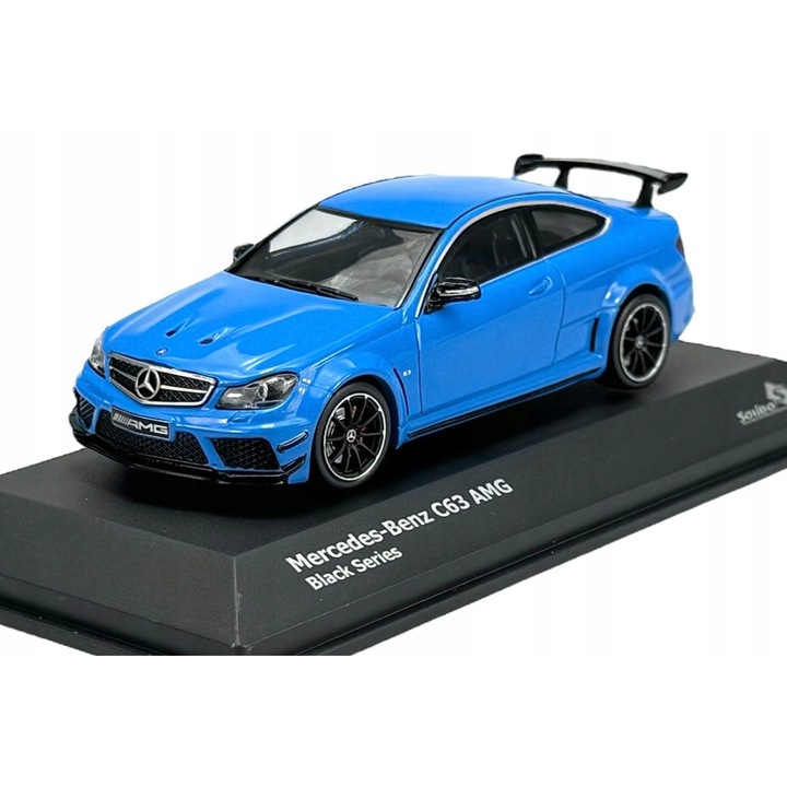 Solido Mercedes-Benz C63 AMG Black Series autómodell, kék, 11x4.5x3.5cm, 1:43