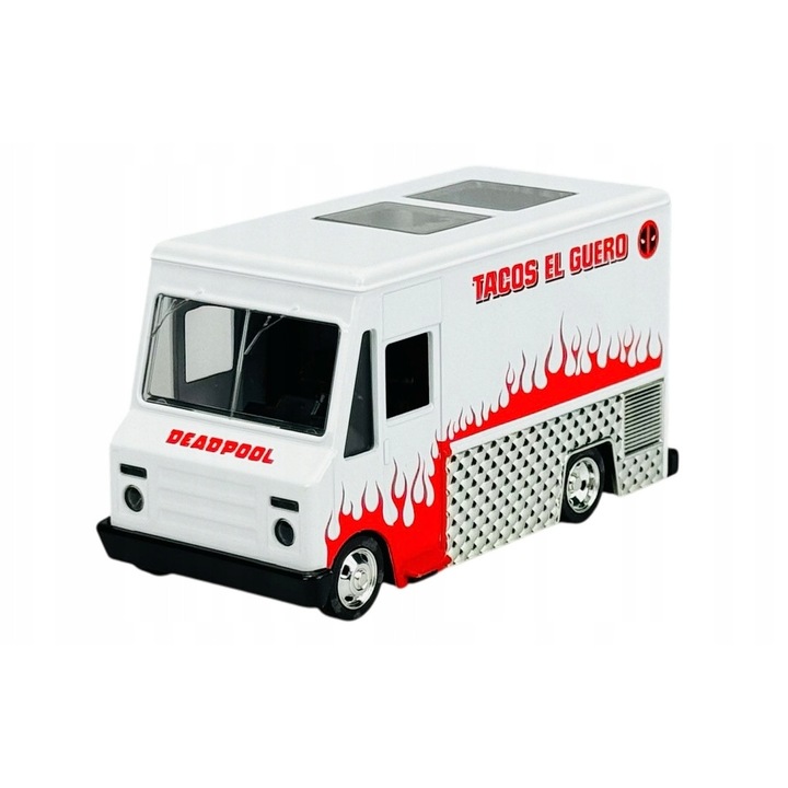 Jada Toys Deadpool Taco Truck autó, fehér, 11 cm, fém