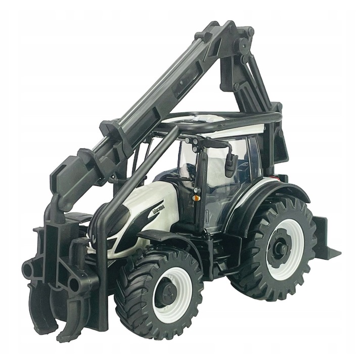 Bburago Valtra N174 traktor fehér fa rakodóval 10cm