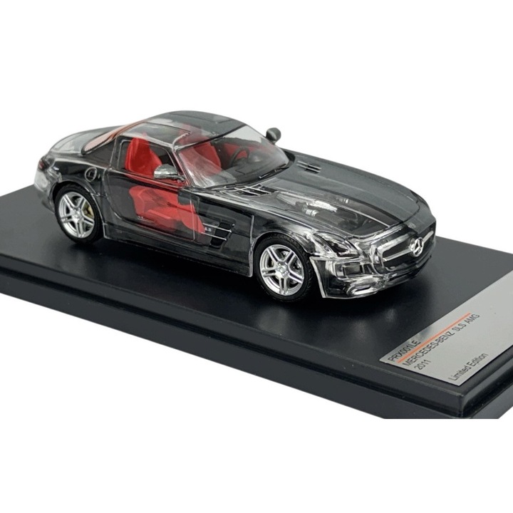 Mercedes-Benz SLS AMG 2011 Ixo 1:43 modell átlátszó szürke 9x4cm