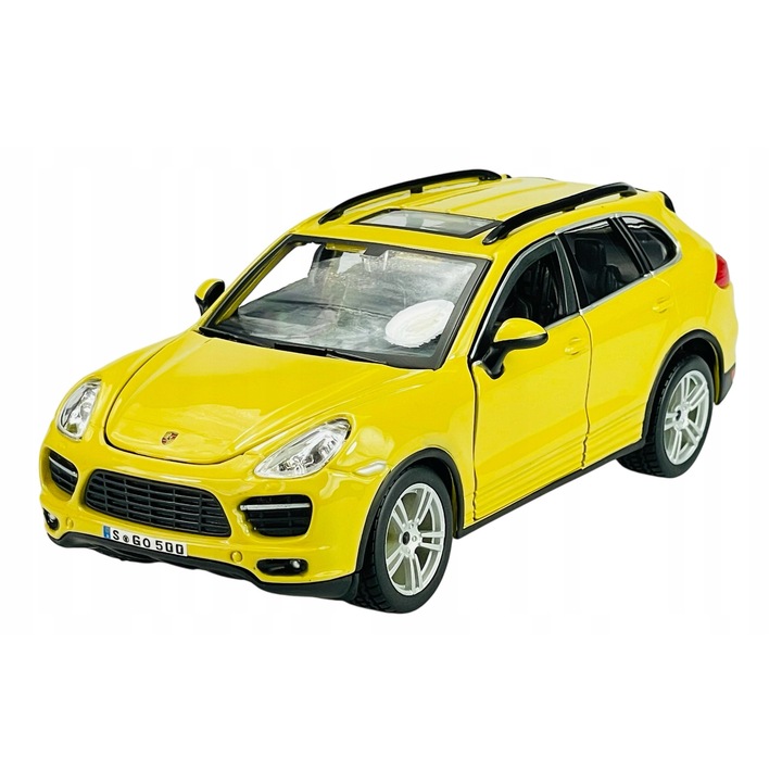Bburago Porsche Cayenne Turbo fém modell, sárga, 20cm, 1:24
