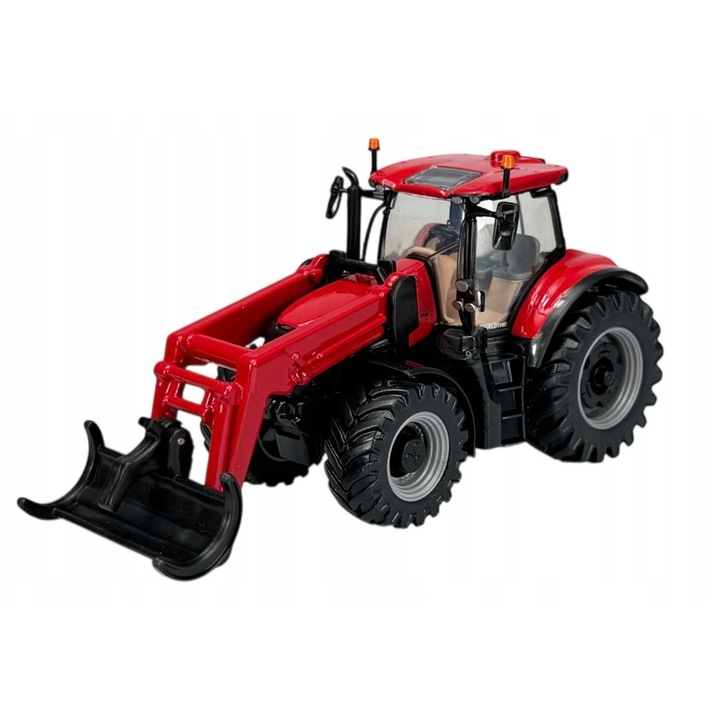 Bburago Case IH Optum 300 CVX traktor rakodóval, piros, 1:32