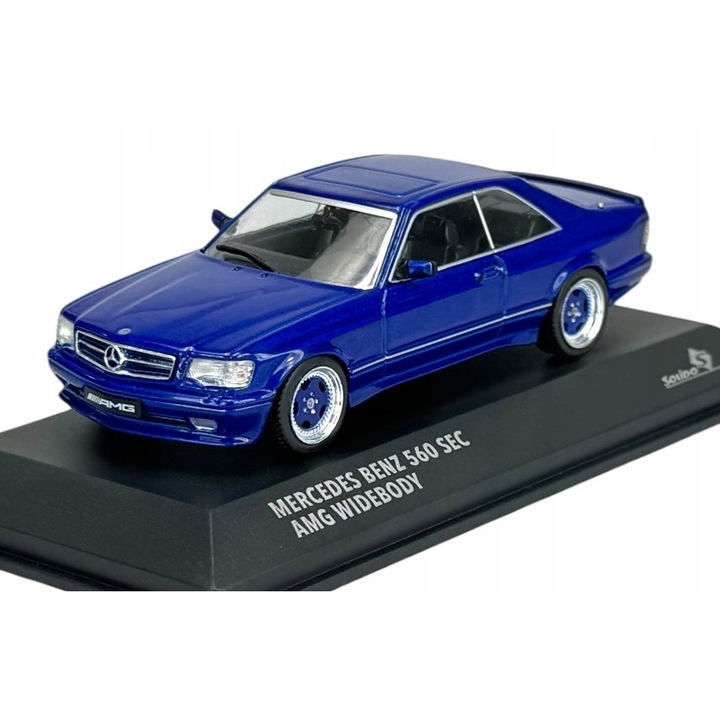 Solido Mercedes-Benz 560 SEC AMG 1990 kék autómodell 10,5x4,5x3,5cm 1:43