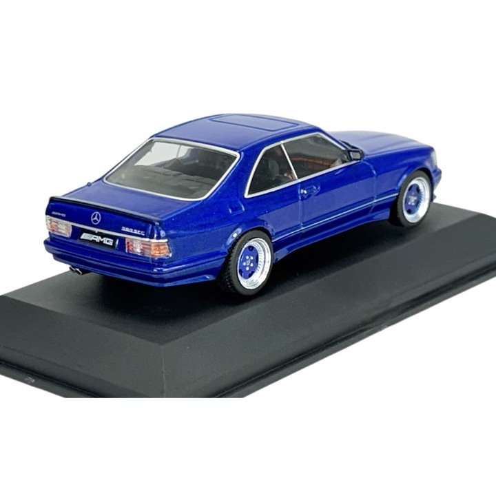 Solido Mercedes-Benz 560 SEC AMG 1990 kék autómodell 10,5x4,5x3,5cm 1:43