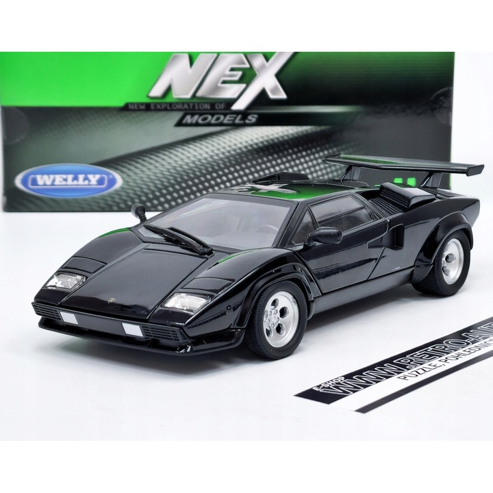 Welly Lamborghini Countach LP 5000 S fekete autómodell 1:24