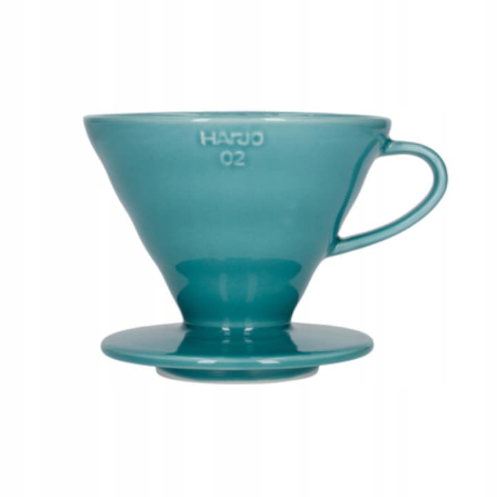 Dripper pentru cafea Hario V60-02 ceramic, 300–500 ml, turcoaz