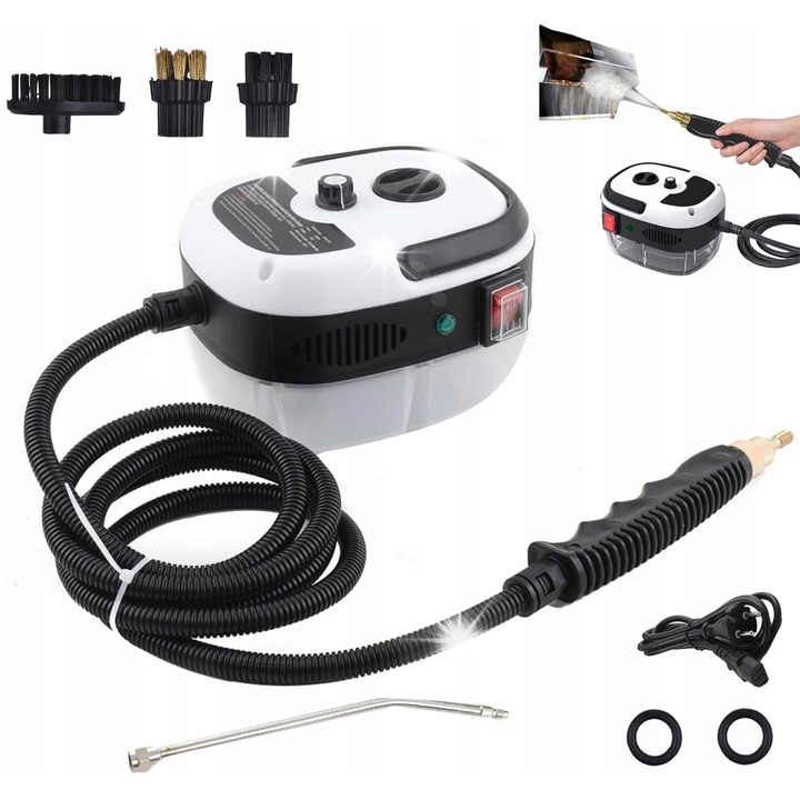 Aparat de curatat cu abur multifunctional, alb, compact