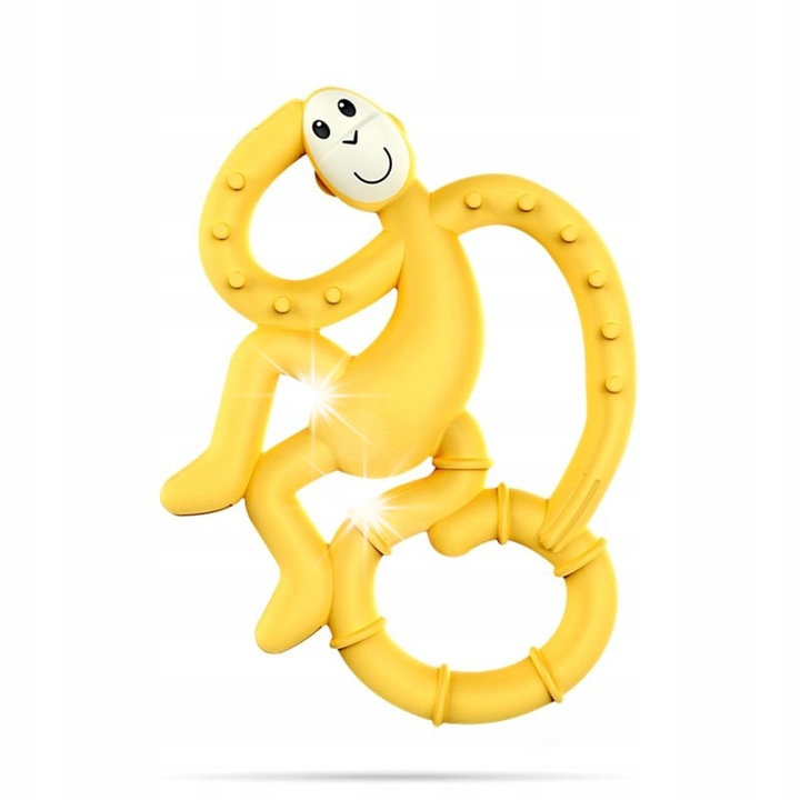 Играчка за зъби Matchstick Monkey мини жълта силиконова 10x7.7x1см