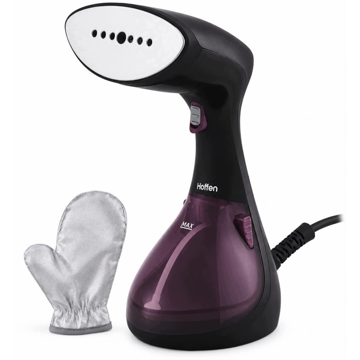 Vaporizator vertical de haine Hoffen GS-6450 (JUJ9VI1H), 1600 W, violet/negru, cu manusa inclusa
