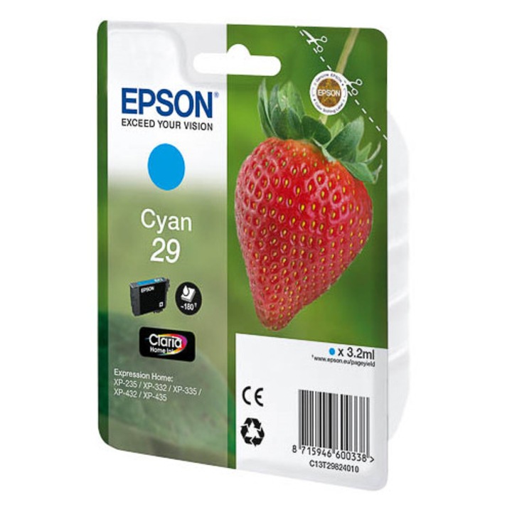 Epson 29 Claria tintapatron, cián, 3.2ml, 180 oldal