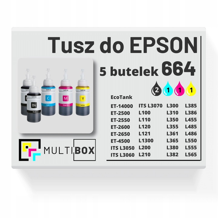 Multibox 664 tintapatron készlet, 5 db, fekete, cián, magenta, sárga, 70ml