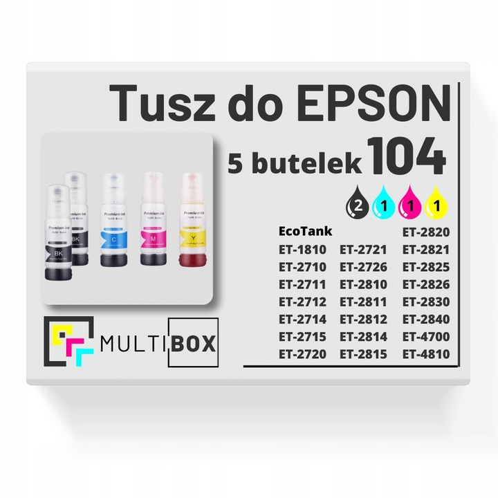 Multibox 104 tintapatron készlet, 5 db, fekete, cián, magenta, sárga, 70ml