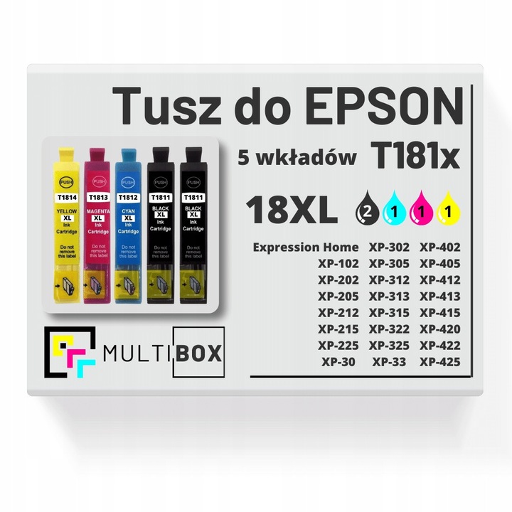 Multibox 18XL tintapatron készlet, 5 db, fekete, cián, magenta, sárga