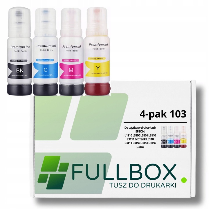 4 db-os tintapatron készlet Fullbox 103, CMYK, 4x65ml, Epson EcoTank-hoz, többszínű