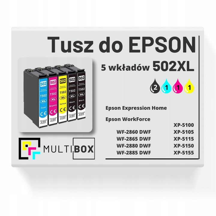 5 db Multibox 502XL fekete kék magenta sárga tintapatron készlet Epson nyomtatóhoz