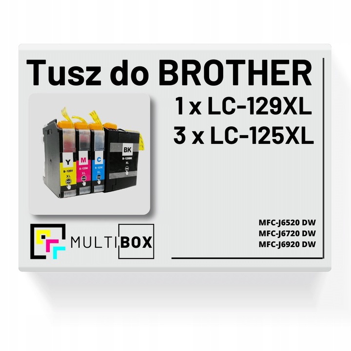 Multibox 4 db tintapatron készlet Brother LC-129XL LC-125XL színes 58ml+19ml