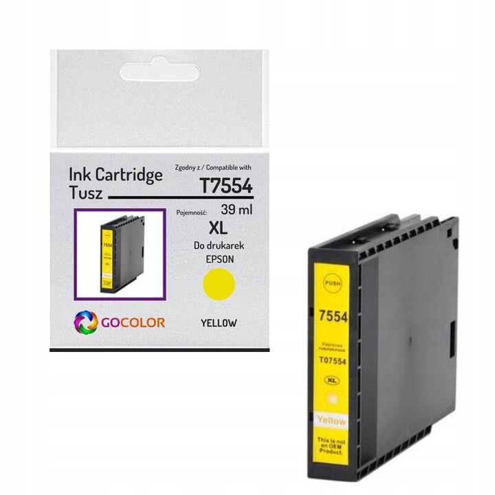 Gocolor T7554 XL sárga tintapatron 39ml, kompatibilis Epson WorkForce Pro 4000 oldal
